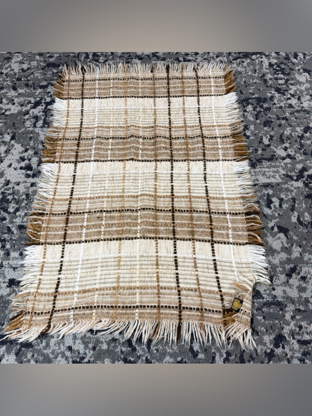 Vtg Tapestries Ireland By Helena Ruuth Woven Wool Fringe Throw Blanket 54x36”